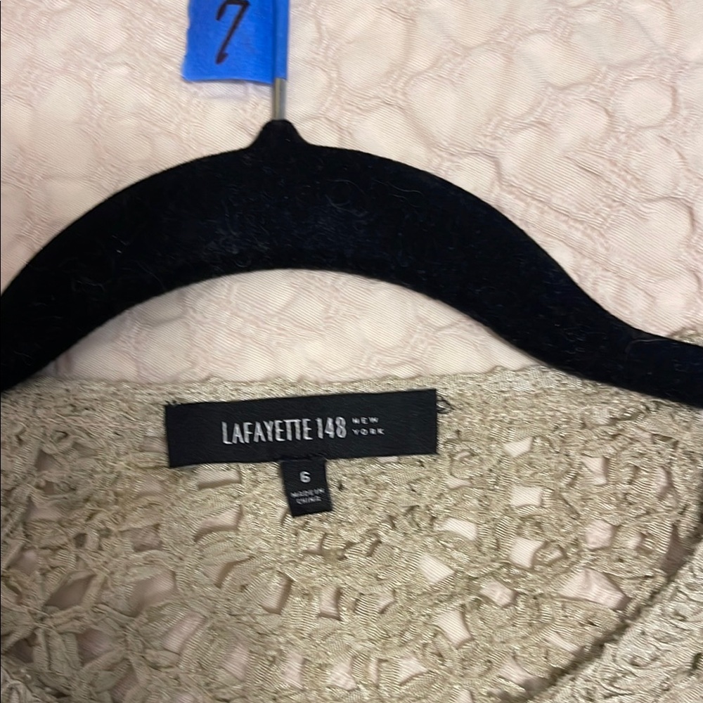 Lafayette 148 New York Beige Crochet Blouse